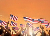 Flag of the United States orange background