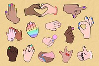 Hand sign illustration, diversity & LGBTQ+ background
