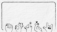 Hand gesture border frame background, love & diversity illustration