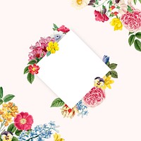 Floral square frame collage element