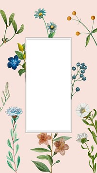 Botanical flower frame iPhone wallpaper