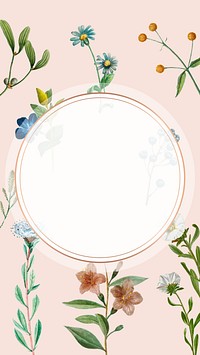 Botanical badge frame iPhone wallpaper