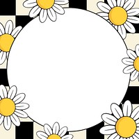 Retro daisy checkered pattern background