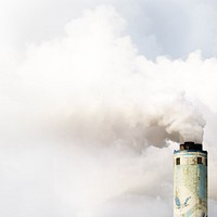 Air pollution background, white smoke