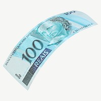 Brazil 100 real bank note collage element psd