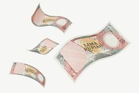 Indonesian 5 lima rupiah bank notes collage element psd