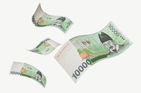 10000 Korean won bank notes collage element psd