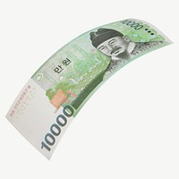 10000 Korean won bank note collage element psd
