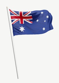 Australian flag on pole collage element psd