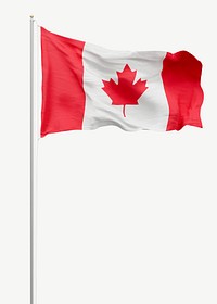Canadian flag on pole collage element psd