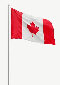 Canadian flag on pole collage element psd