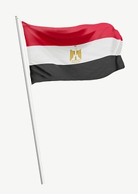 Egyptian flag on pole collage element psd