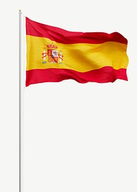 Spanish flag on pole collage element psd