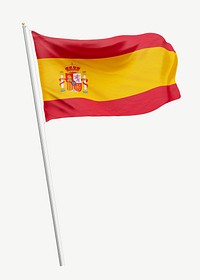 Spanish flag on pole collage element psd