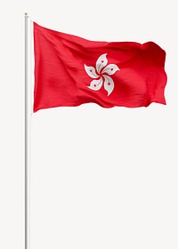 Flag of Hong Kong on pole