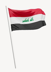 Flag of Iraq on pole