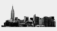 Monochrome cityscape with skyscraper collage element psd