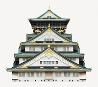 Osaka castle in Japan collage element psd