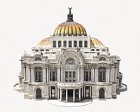 Palace of Fine Arts in Mexico collage element psd