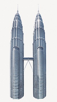 Petronas Twin Towers in Malaysia collage element psd