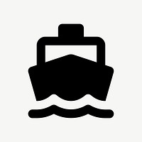 Black boat  icon collage element psd
