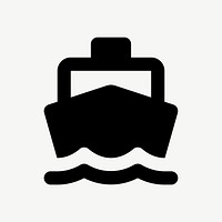 Black boat  icon collage element psd