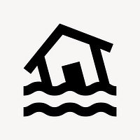 Flooded house flat icon vector