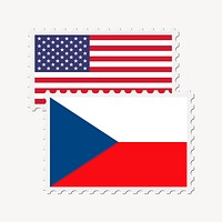 Flag stamps clipart, patriotic illustration vector. Free public domain CC0 image.