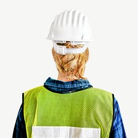 White hard hat on construction worker psd