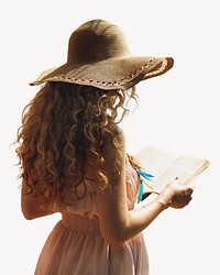 Woman reading map, isolated image