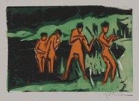 Bathers Tossing Reeds by Ernst Ludwig Kirchner