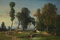 View at La Ferte-Saint-Aubin, near Orleans by Constant Troyon