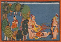 Sita in the Forest Grove (left); Rama and Lakshmana Stricken (right), Folio from the "Shangri" Ramayana (Adventures of Rama)