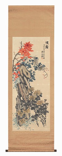 Hanging Scroll with Rock and Flowers