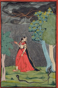 The Eager Heroine on Her Way to Meet Her Lover out of Love (Kama Abhisarika Nayika) by Mola Ram