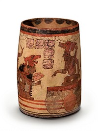 Cylinder Vessel with Palace Scene