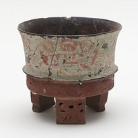 Tripod Vessel Decorated with Headdress and Shield