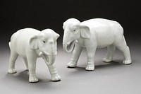 Pair of Okimono in the Form of Walking Elephants