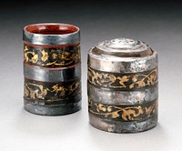 Small Round Lidded Cosmetic Box (Lian) with Scrolling Clouds and Birds