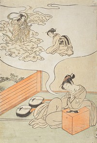 Geisha Praying to Benzaiten by Isoda Koryusai