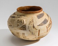 Polychrome, Red and Black on White, Vessel with Serpents in Relief