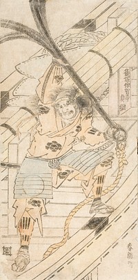 Shinozuka Iganokami Sadatsuna Holding a Ship's Anchor by Katsushika Hokusai
