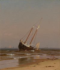 Seascape, Beached Boat (Ashore on Salisbury Beach) by Alfred Thompson Bricher