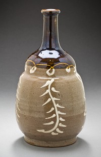 Tea Whisk Form Sake Bottle with Wisteria Design