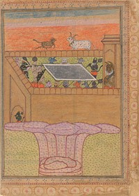 Scene with Bovines and Demons (verso), Page of Calligraphy (recto), Folio from a Bhagavata Purana (Ancient Stories of the Lord)