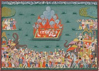 The Cremation of Peshwa Madhavrao I (officiated 1761-1772) and the Sati of his Wife Ramabai