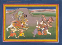 The Hindu Goddess Devi Slaying the Demon Nishumbha, Folio from a Devimahatmya (Glory of the Goddess