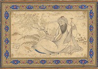 Bearded Man Reading in a Landscape by Mu in Musavvir