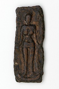Coin of Unidentified King: Laksmi Standing on Lotus (obverse); Swastika on Stand (reverse)