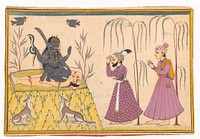 Raja Surma Sen (Reigned 1781-1788) and His Attendant Nagatu Worshipping the Goddess Kali